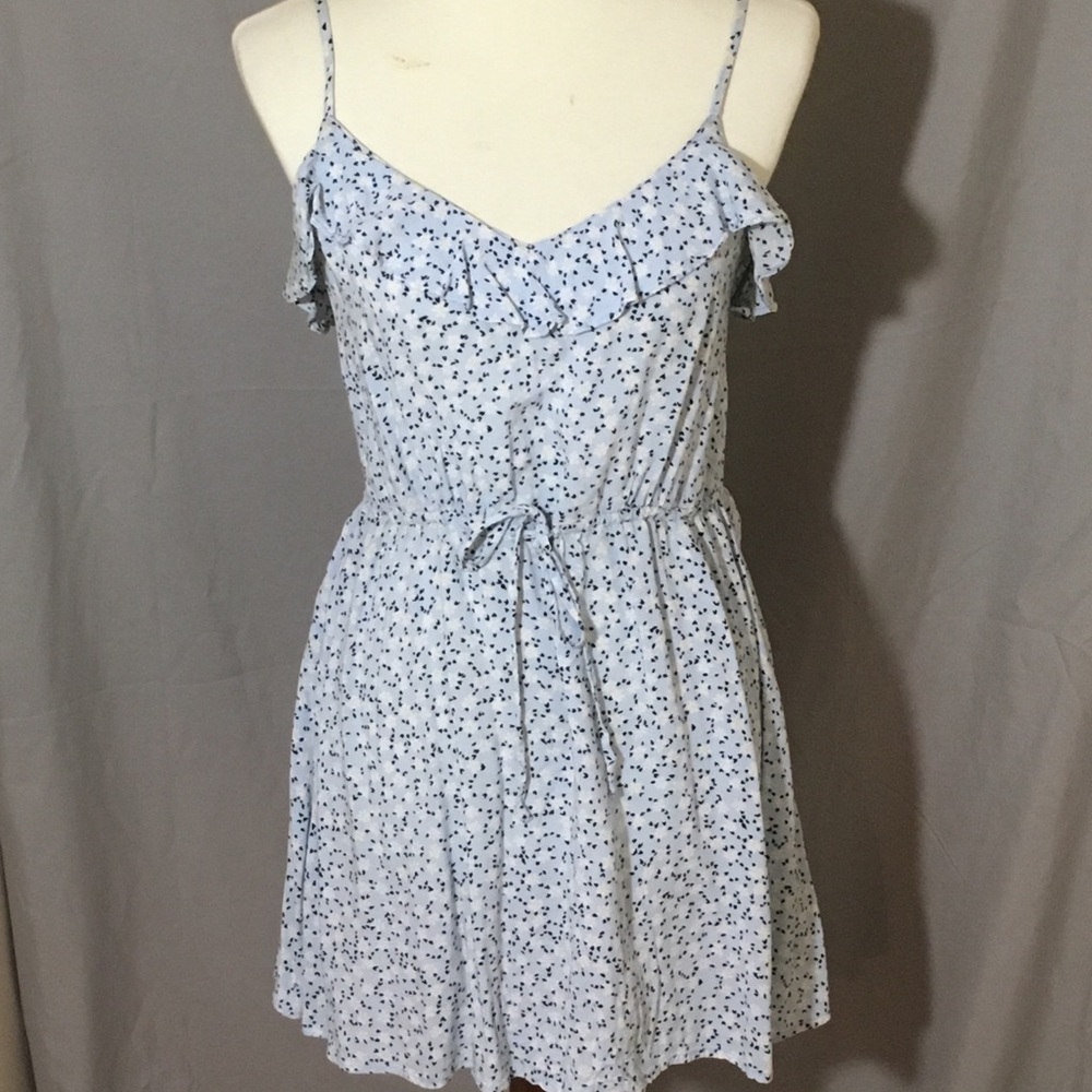 Divided Floral Blue white and black dress